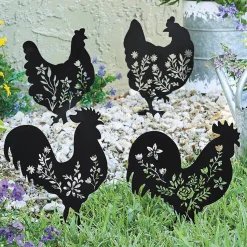 Set of 4 Metal Chicken Stakes