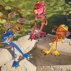 Set of 3 Metal Frog Musicians