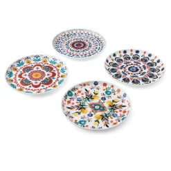 Set of 4 Mikasa Painted Medallion Appetizer Plates