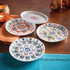 Set of 4 Mikasa Painted Medallion Appetizer Plates
