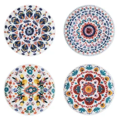 Set of 4 Mikasa Painted Medallion Appetizer Plates