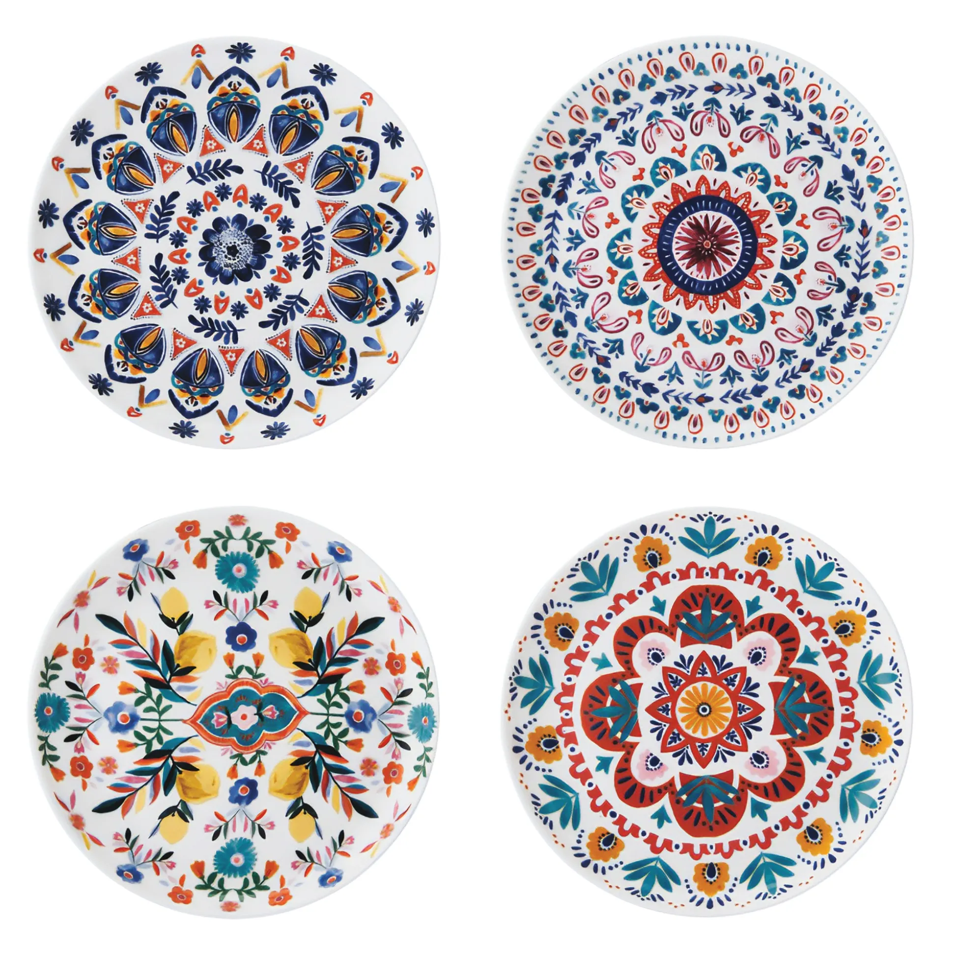 Set of 4 Mikasa Painted Medallion Appetizer Plates