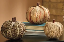 Set of 3 Natural Cornhusk Pumpkins
