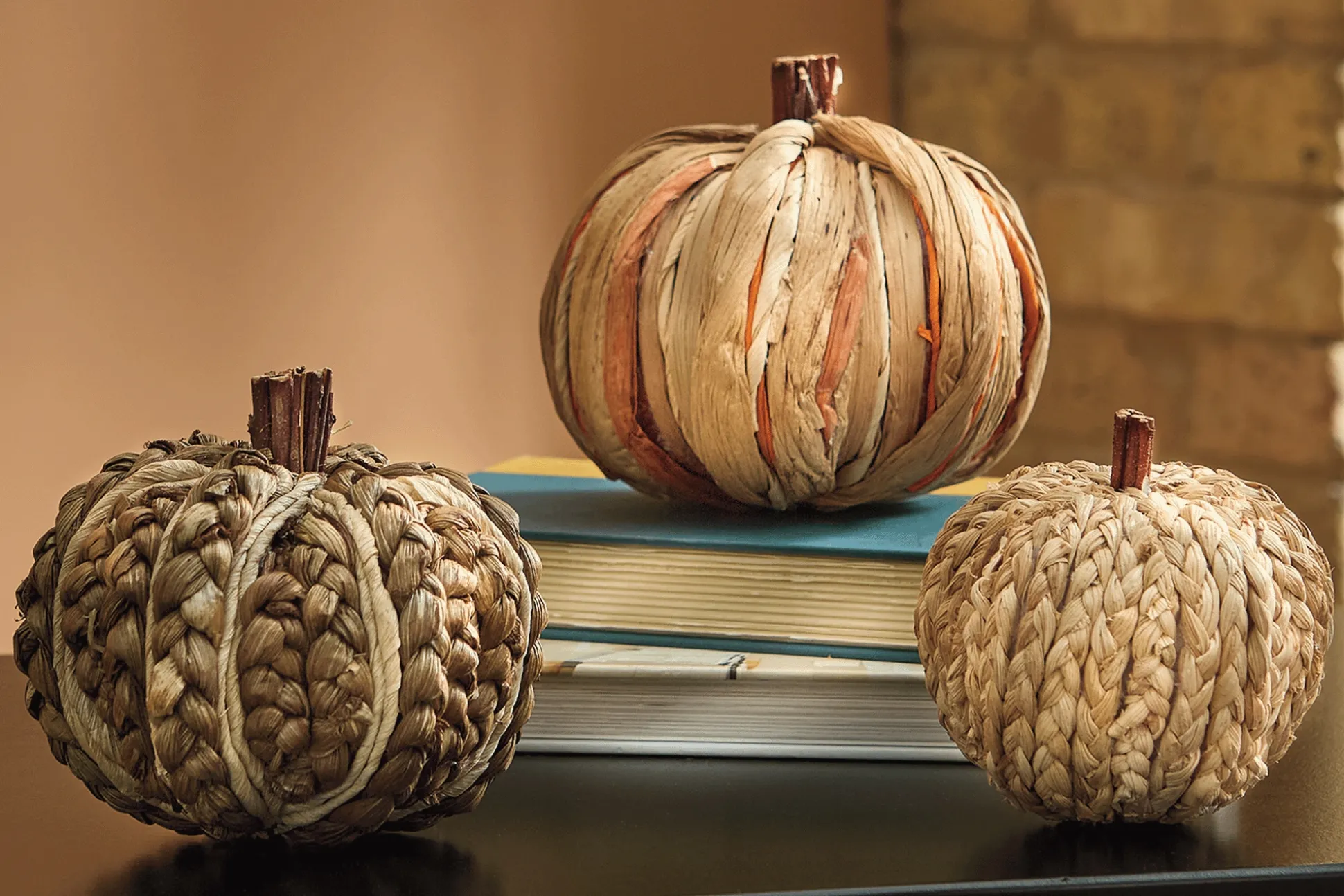 Set of 3 Natural Cornhusk Pumpkins