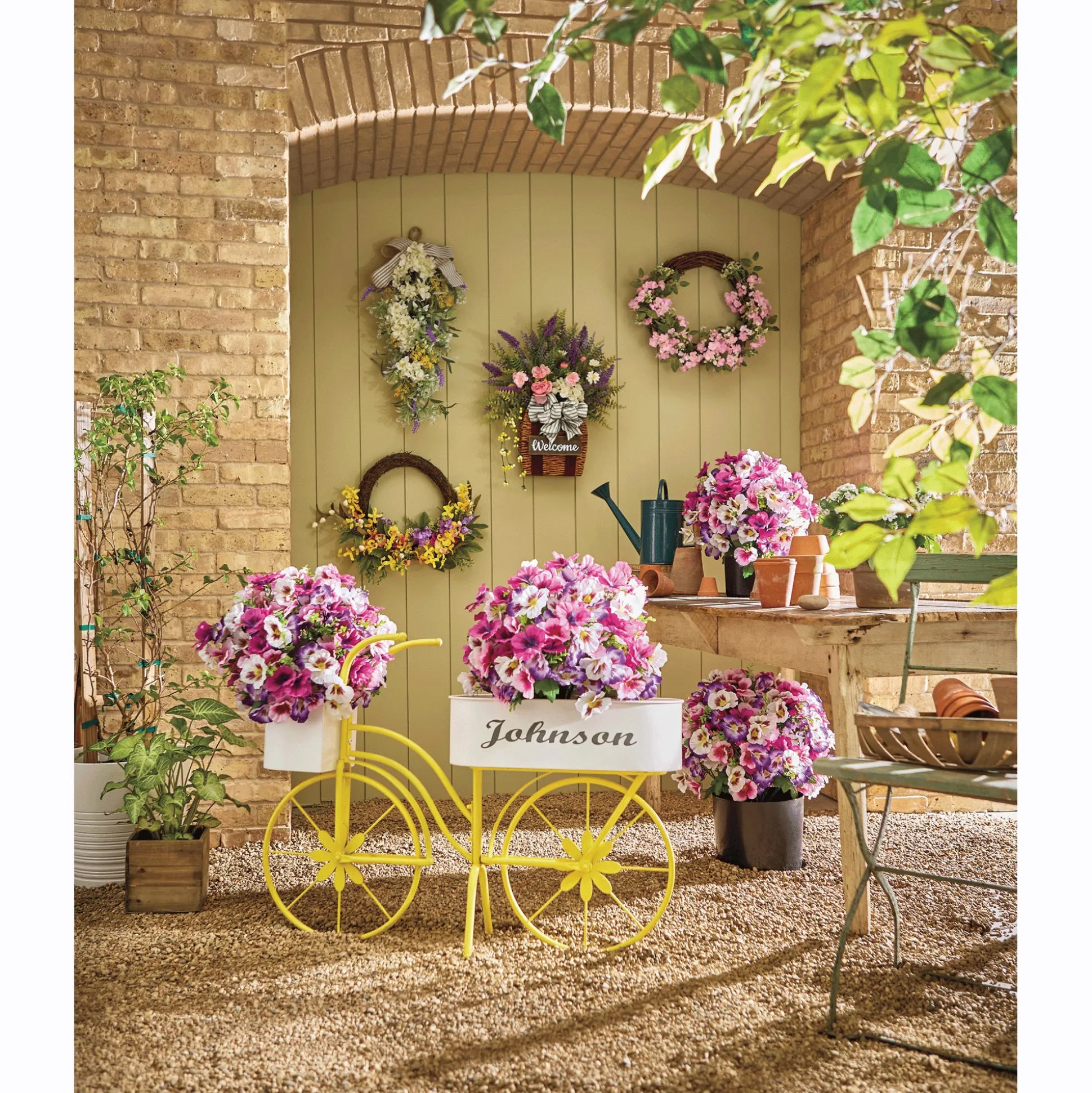 Set of 2 Outdoor Faux Flower Pot Filler