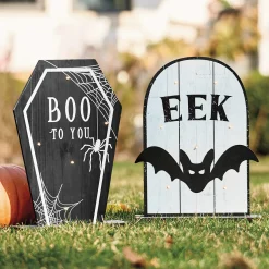 Set of 2 Outdoor Halloween Tombstone Signs