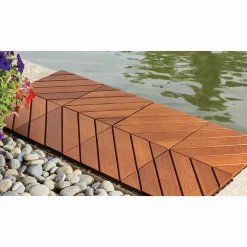 Set of 8 Outdoor Wood Patio Tiles