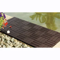Set of 8 Outdoor Wood Patio Tiles