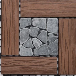 Set of 8 Outdoor Wood Patio Tiles