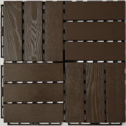 Set of 8 Outdoor Wood Patio Tiles