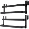 Set of 2 Over-the-Door Double Towel Racks, Iron, Black