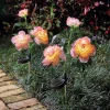 Set of 2 Peach-Colored Solar Flower Stakes