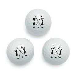 Set of 6 Personalized Crossed-Club Golf Balls