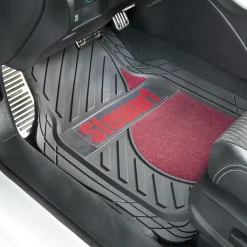 Set of 2 Personalized Rubber Car Floor Mats with Carpet Insets