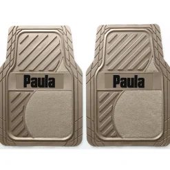 Set of 2 Personalized Rubber Car Floor Mats with Carpet Insets