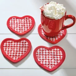 Set of 4 Quilted Heart Coasters