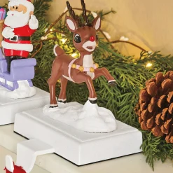 Set of 2 Santa and Rudolph Stocking Hangers