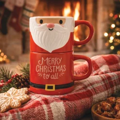 Set of 2 Santa Stackable Mugs