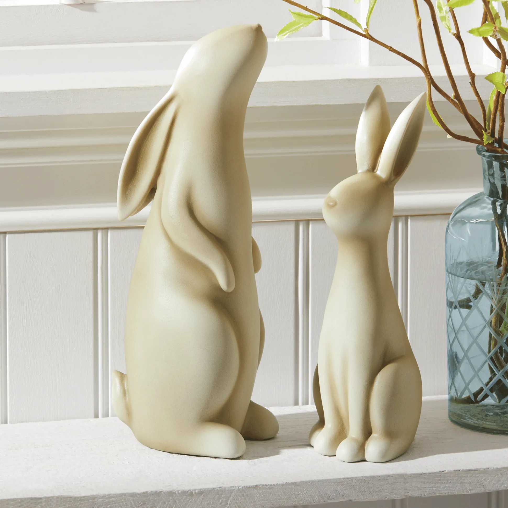 Set of 2 Sleek Sitting Bunnies