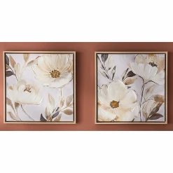 Set of 2 Soft Neutral Floral Wall Art
