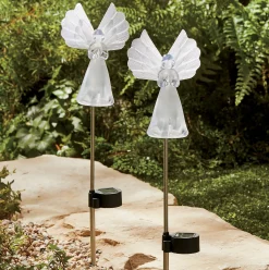 Set of 2 Solar Angel Stakes