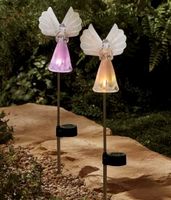 Set of 2 Solar Angel Stakes