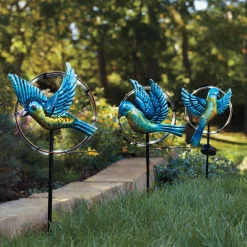 Set of 3 Solar Bluebird Ring Stakes