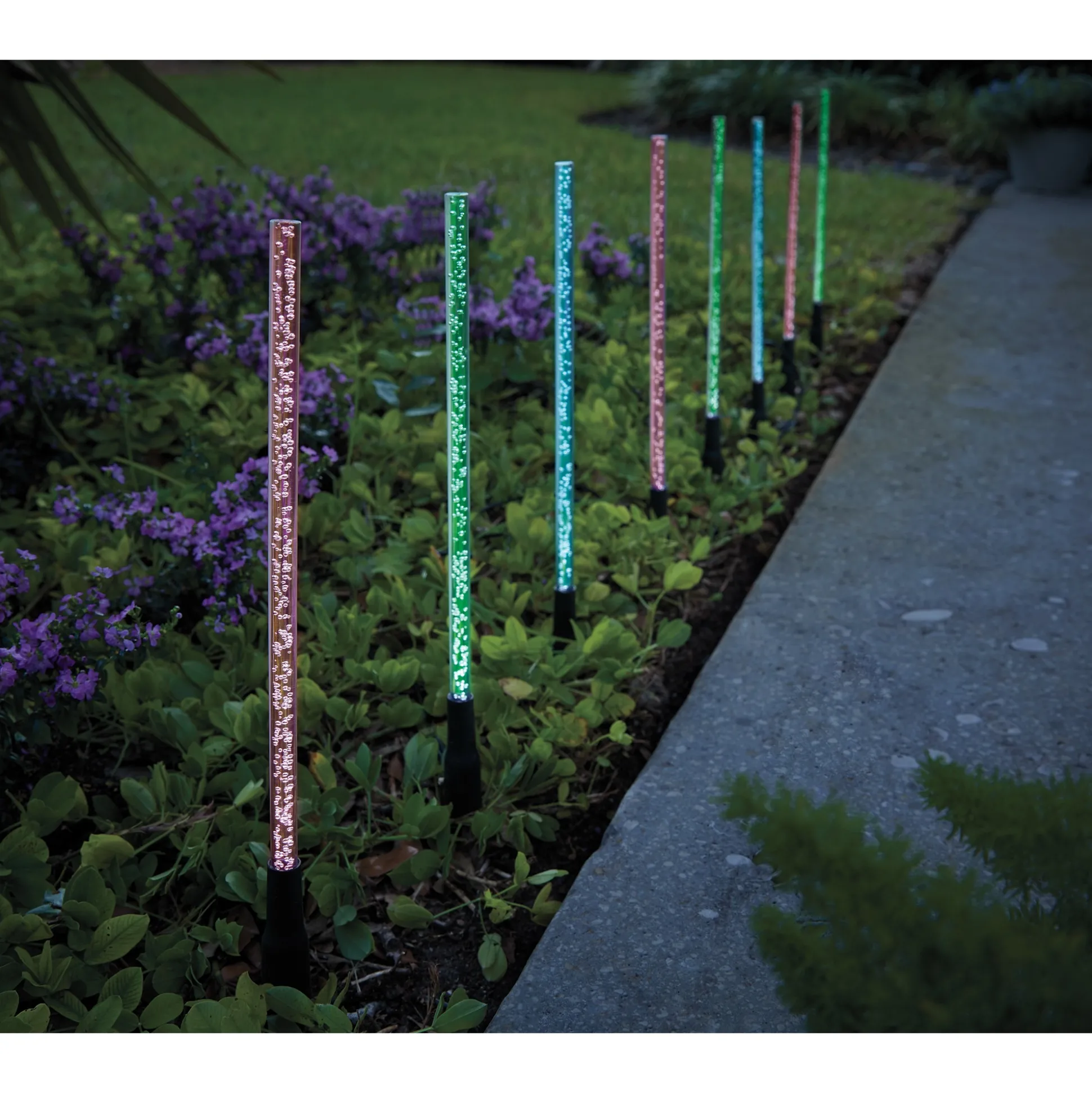 Set of 8 Solar Bubble Wand Colorful Stake Lights