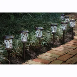 Set of 8 Solar Glass Pathway Stakes