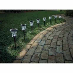 Set of 8 Solar Glass Pathway Stakes