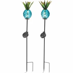Set of 2 Solar Pineapple Stakes
