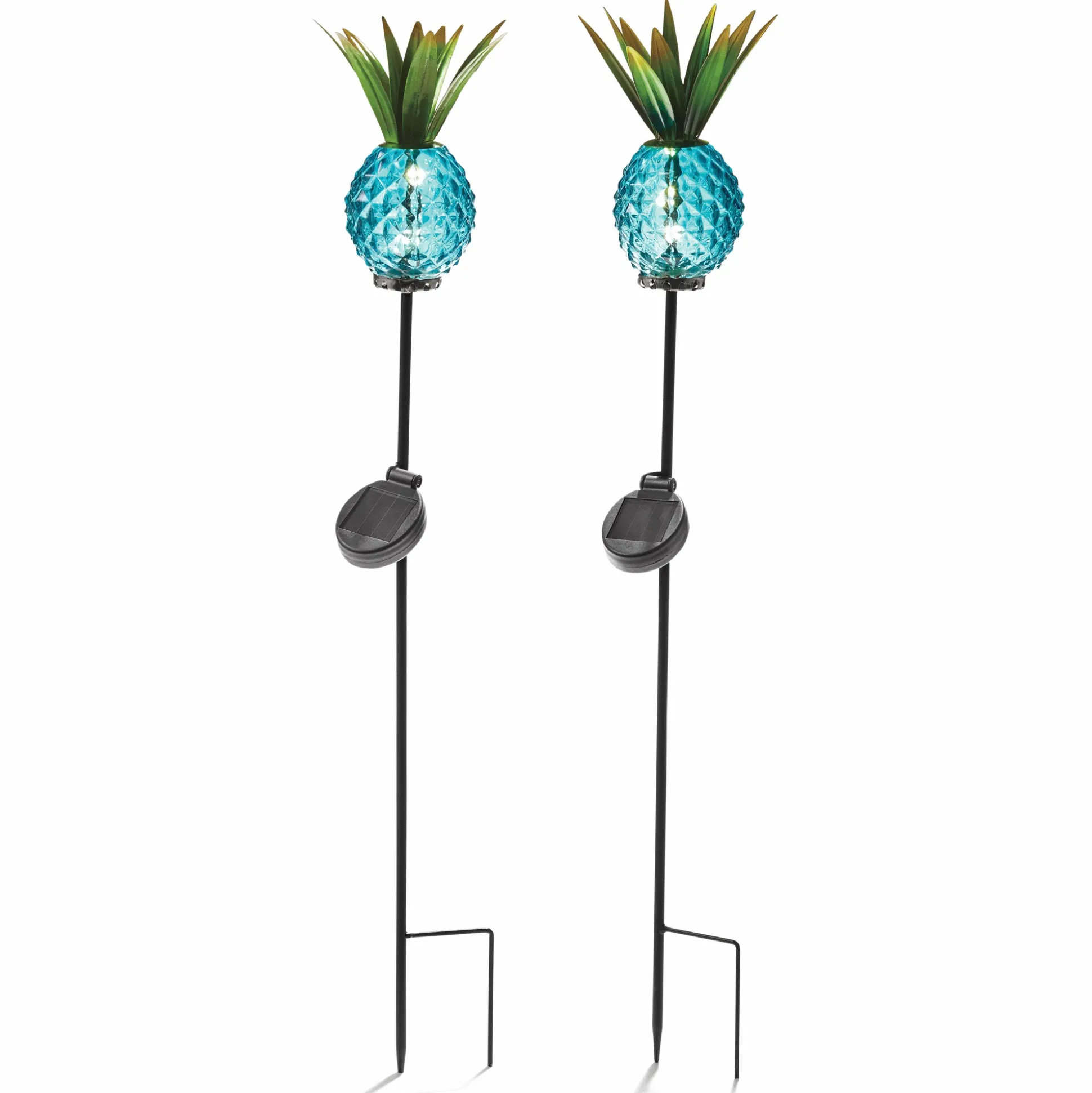 Set of 2 Solar Pineapple Stakes