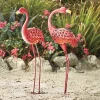 Set of 2 Solar Pink Flamingo Statues