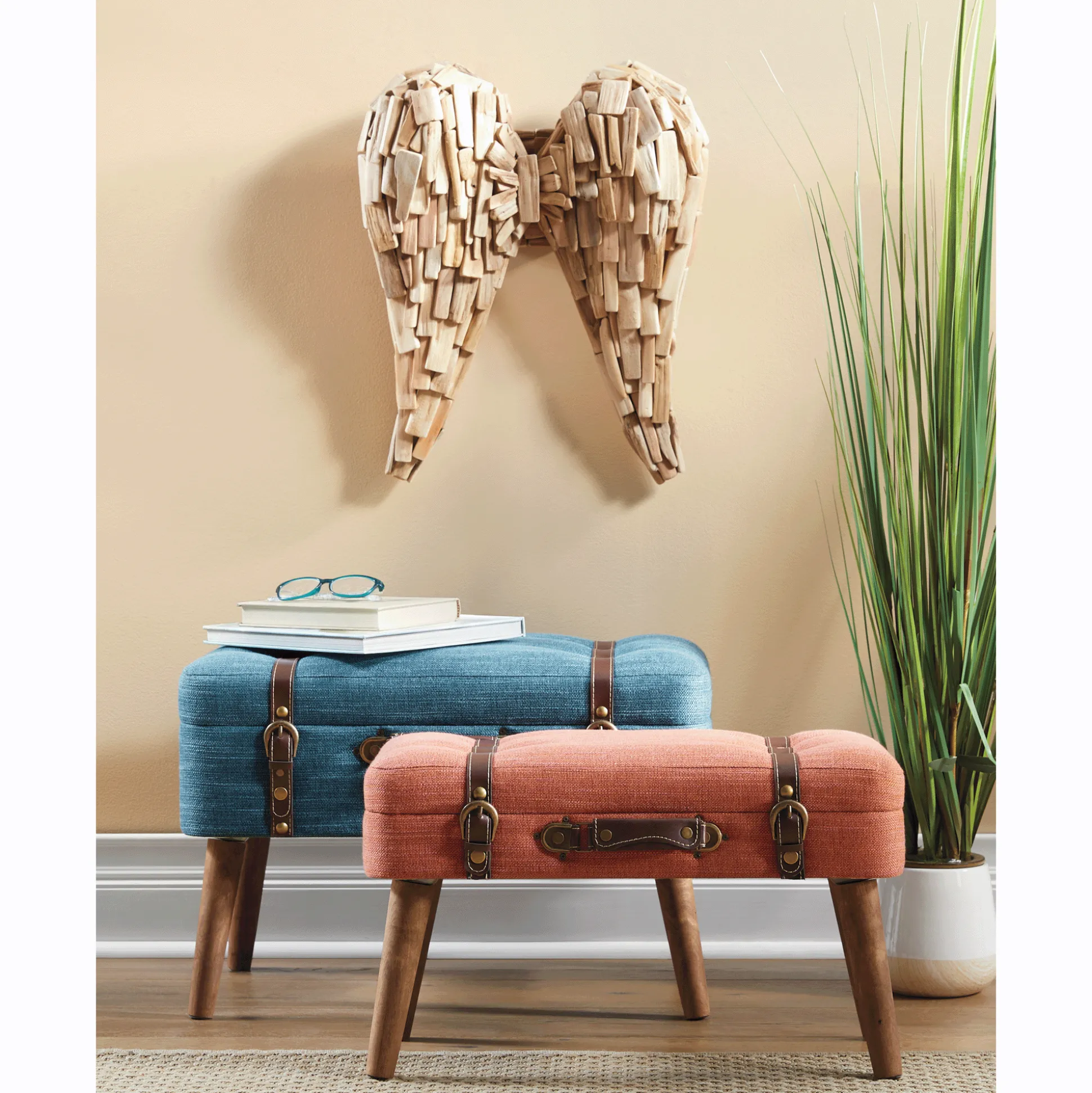 Set of 2 Suitcase Ottomans