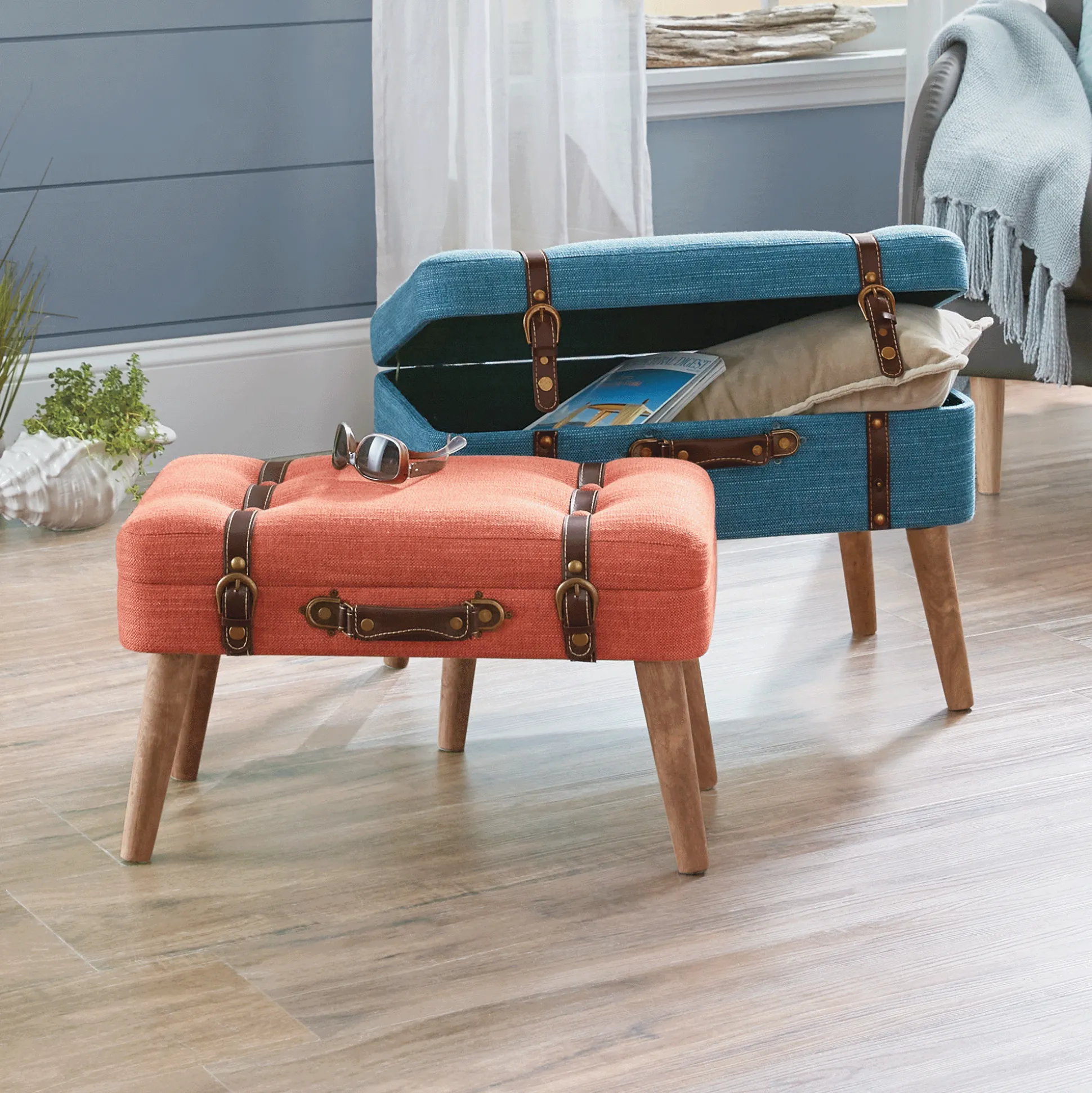 Set of 2 Suitcase Ottomans
