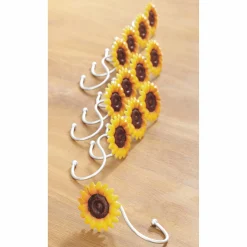Set of 12 Sunflower Shower Curtain Hooks