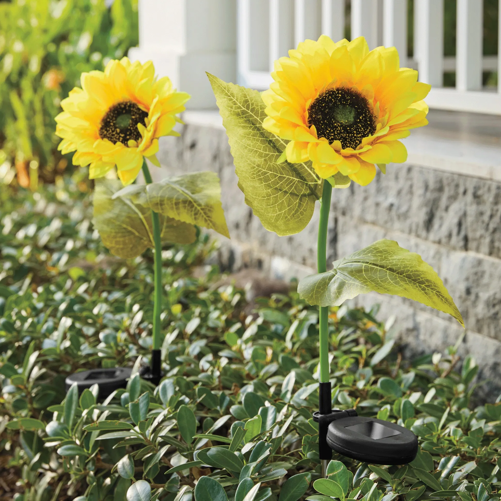Set of 2 Sunflower Solar Stakes
