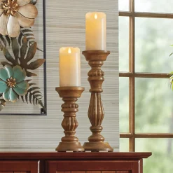 Set of 2 Turned Candleholders
