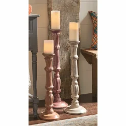 Set of 3 Turned Floor Candleholders