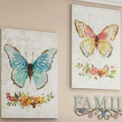 Set of 2 Vintage Butterflies Wall Art