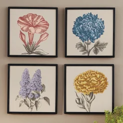 Set of 4 Vintage-Style Floral Art