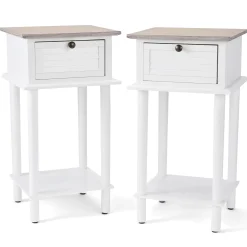 Set of 2 Wood Shutter Side Tables