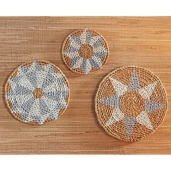 Set Of 3 Woven Textured Wall Art