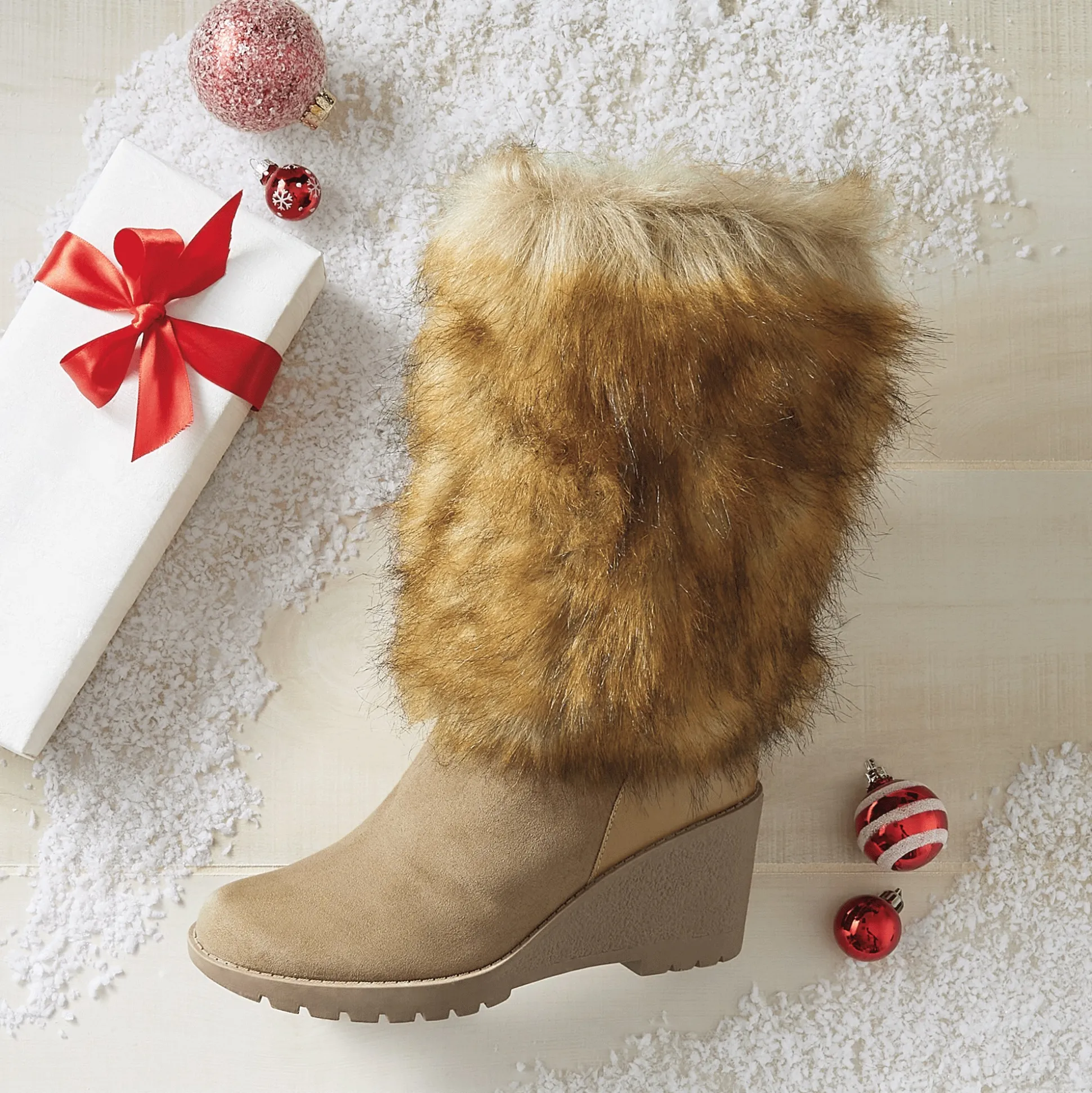 Seventh Avenue Faux-Fur Wedge Boot