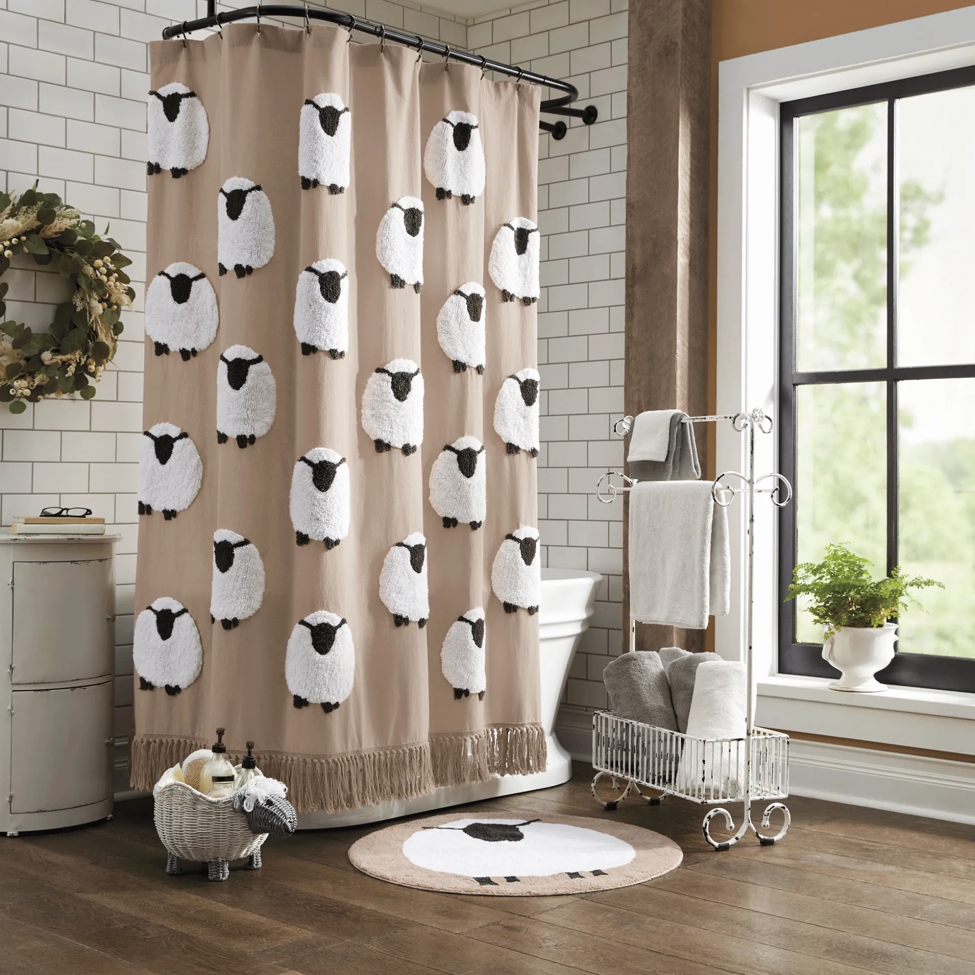 Sheep Chenille Shower Curtain