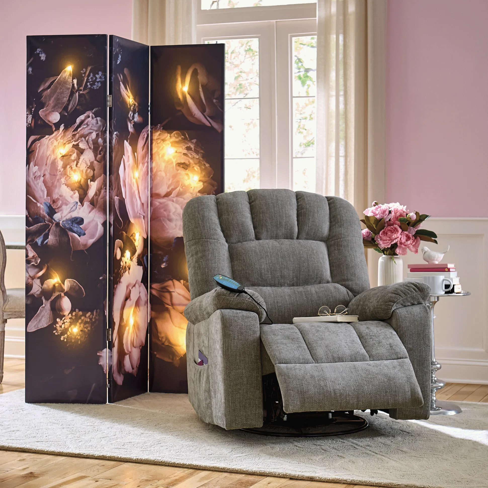Shell Tufted Swivel Rocking Recliner