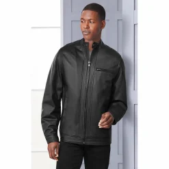 Sherpa-Lined Leather Coat