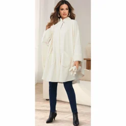 Sherpa-Trimmed Matching Fleece Cape with Gloves