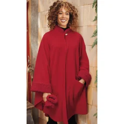 Sherpa-Trimmed Matching Fleece Cape with Gloves