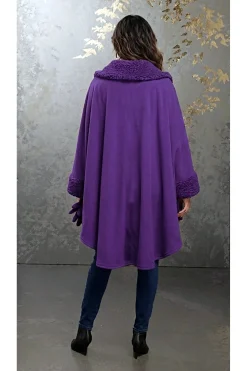 Sherpa-Trimmed Matching Fleece Cape with Gloves
